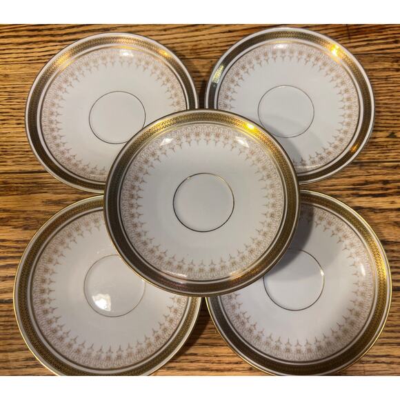 10 PIECE SET Imperial China GOLD Cream Soup Bouillon Cups +Saucers GREEN LION EX - Picture 8 of 9